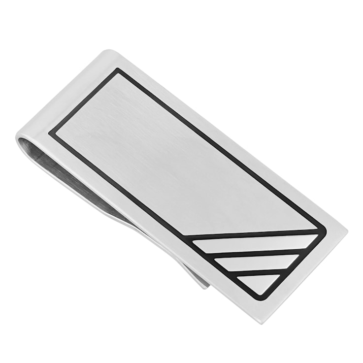 Stainless Steel Geometric Design Dog Tag Pendant, ID Bracelet, and Money
Clip Set