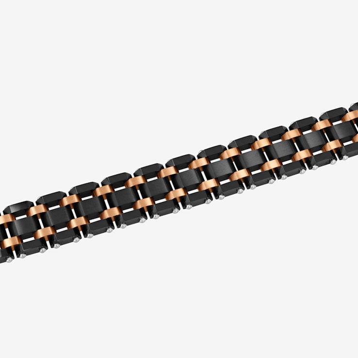 Stainless Steel Black and Brown Ion Plated Link Bracelet
