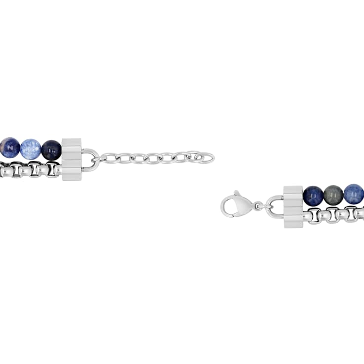 Stainless Steel Sodalite Bead Bracelet
