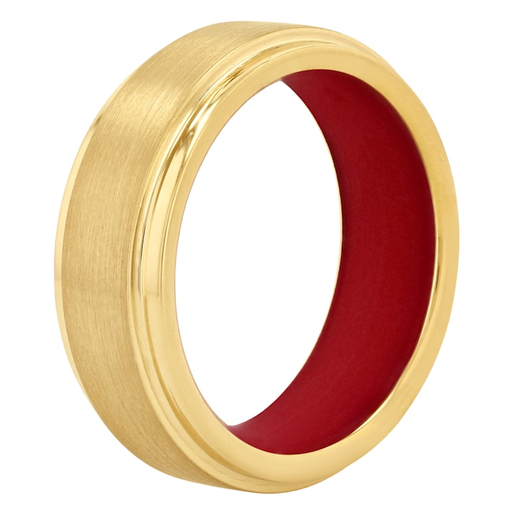 Tungsten Comfort™ Tungsten and Silicone Brushed Center Band in Yellow Finish