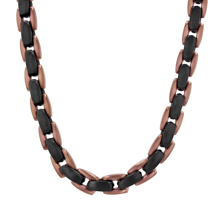 Stainless Steel Black & Brown Ion Plated Chain Necklace
