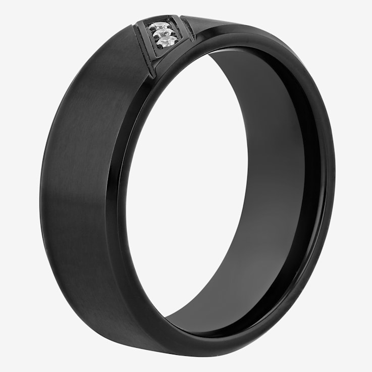 0.05CTW Diamond Black IP Stainless Steel Band