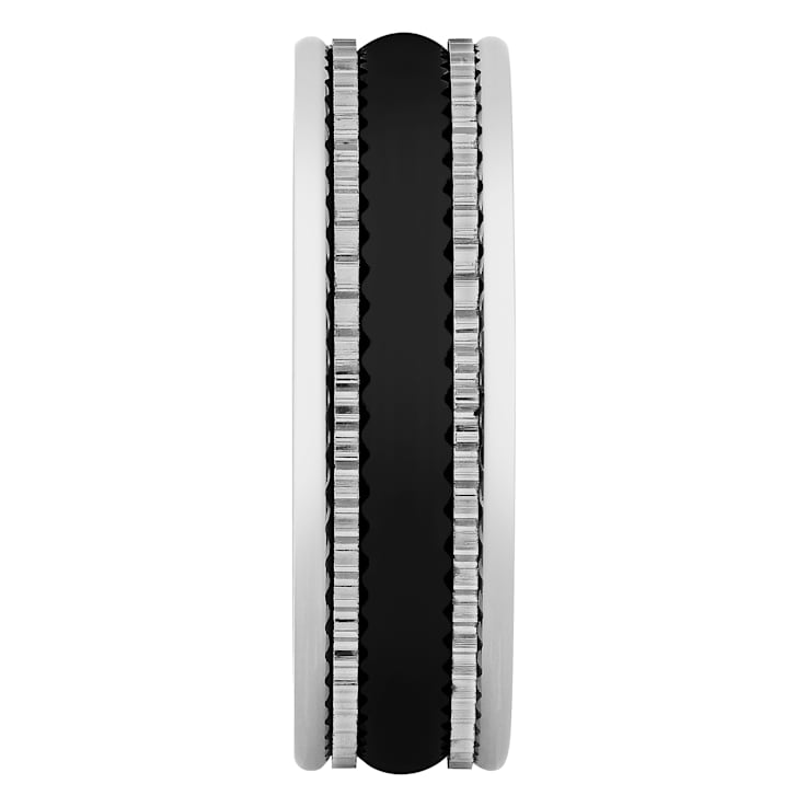 Tungsten Comfort™ Tungsten Black Ion Plated Gear Pattern Band