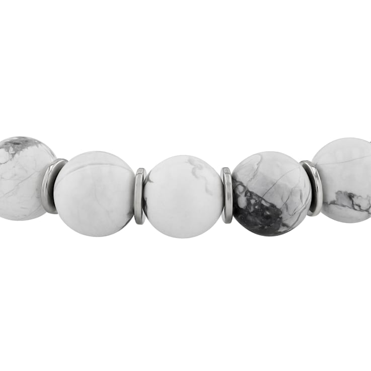 Howlite Bead & Stainless Steel Bolo Bracelet