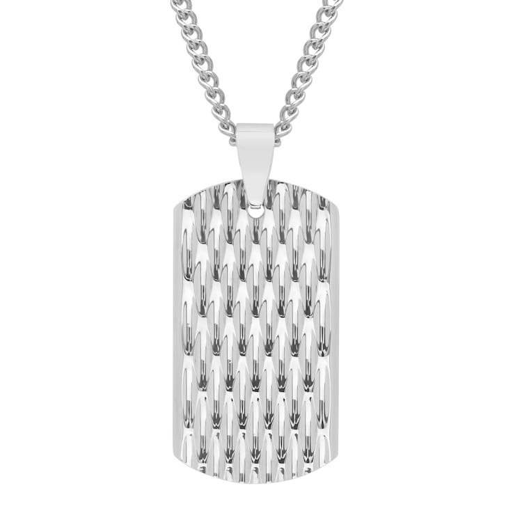 Stainless Steel Textured Dog Tag Pendant