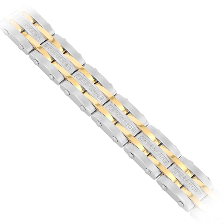Stainless Steel Yellow Ion Plated Diamond Bracelet .50ctw