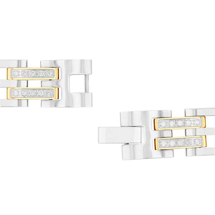 1CTW Diamond Two-Tone Stainless Steel Link Bracelet