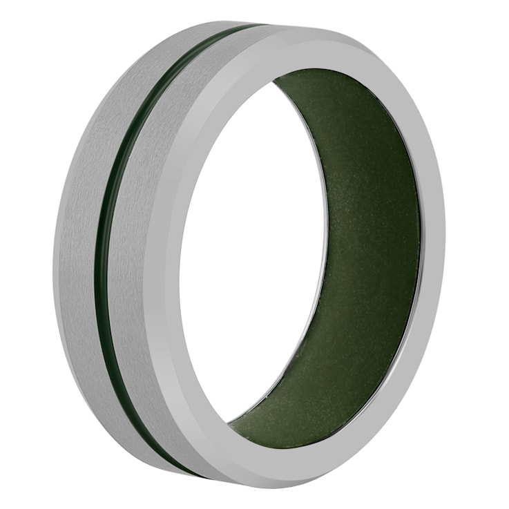 Tungsten Comfort™ Tungsten Green Ion Plated Center Green Silicone Band