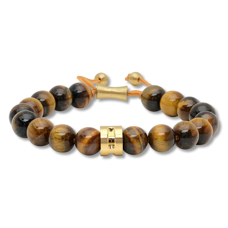 Tiger Eye Bead & Stainless Steel Bolo Bracelet