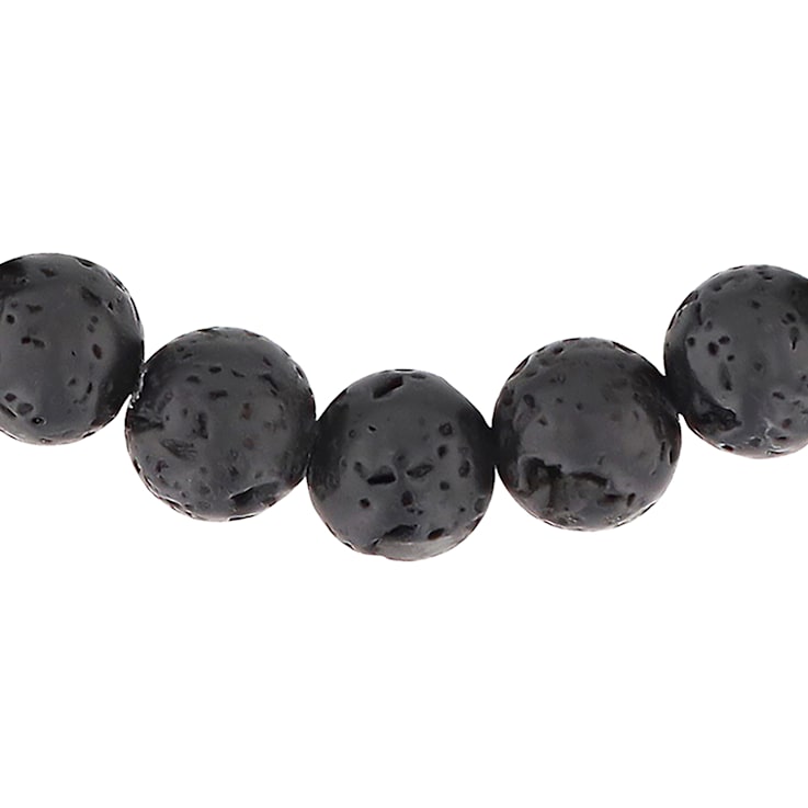 Black Lava Bead and Stainless Steel Bolo Bracelet