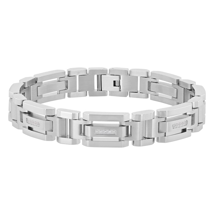 Stainless Steel Diamond Bracelet 1/6ctw