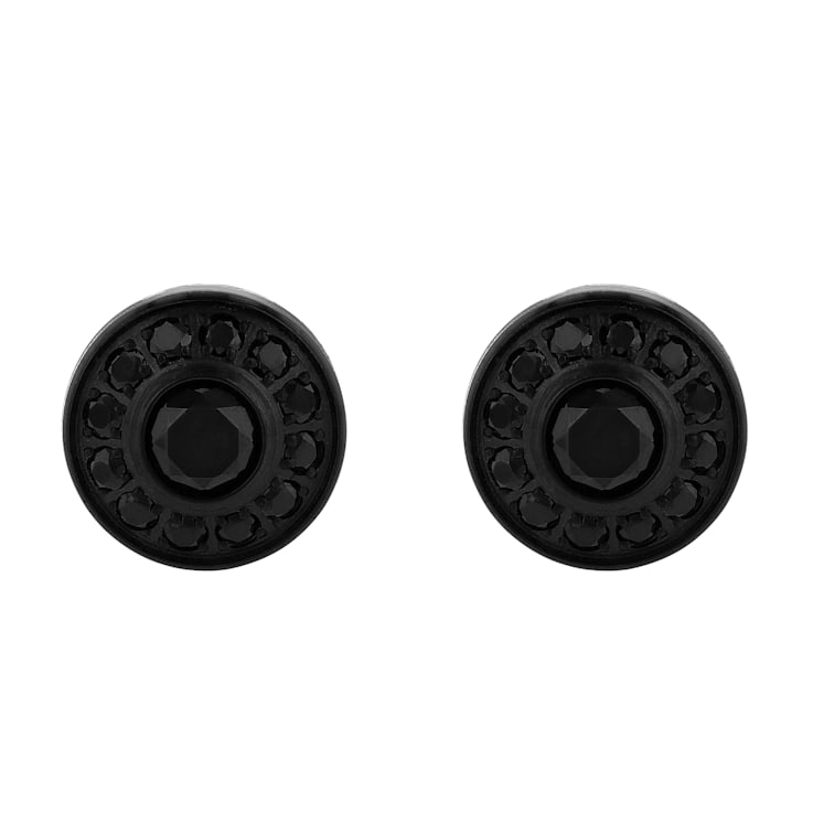 1/2CTW BLACK DIAMOND & BLACK IP STAINLESS STEEL EARRINGS