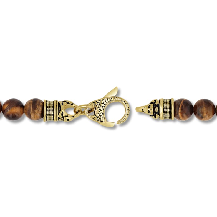 Stainless Steel Yellow Ion Plated Tiger Eye Bead Bracelet