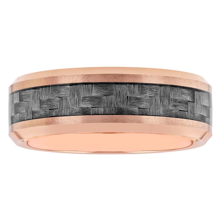 Tungsten Comfort™ Tungsten and Carbon Fiber Rose Ion Plated Band