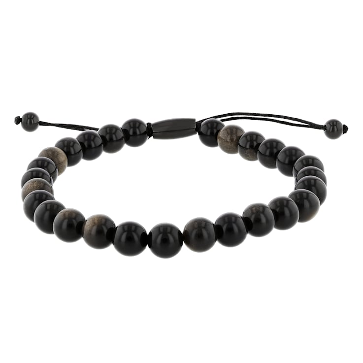 Golden Obsidian Bead with Black IP Bolo Bracelet