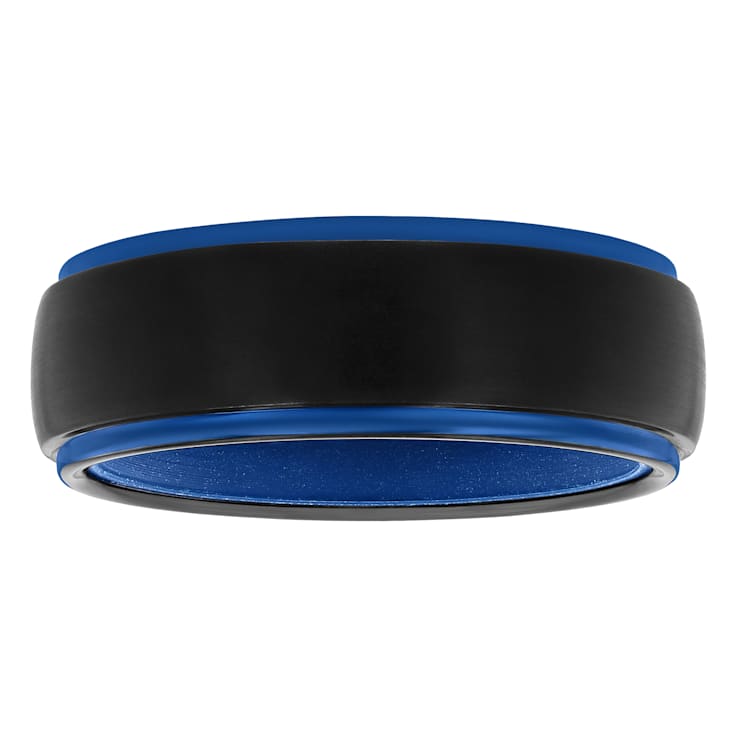 Tungsten Comfort™ Tungsten and Silicone Band in Black and Blue Finish