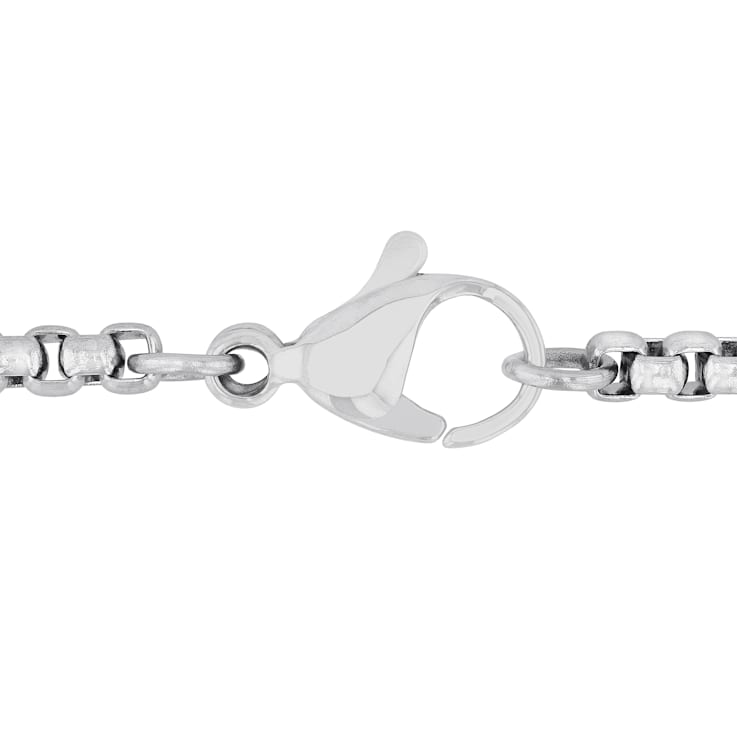 Diamond Accent Stainless Steel Fleur-de-Lis Shield Pendant in White