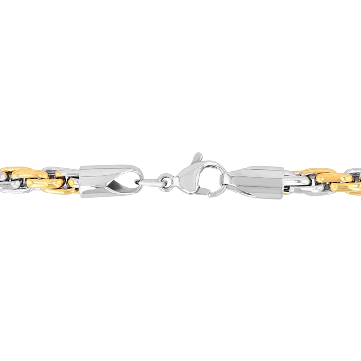 Stainless Steel Two-Tone Singapore Bracelet