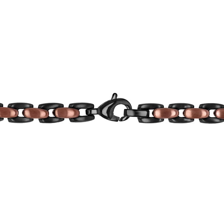 Stainless Steel Black & Brown Ion Plated Chain Necklace