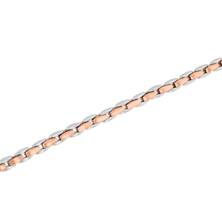 Stainless Steel Rose Ion Plated Oval Link Bracelet