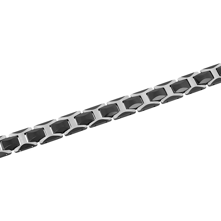 Tungsten and Stainless Steel with Two-tone Finish Link Bracelet