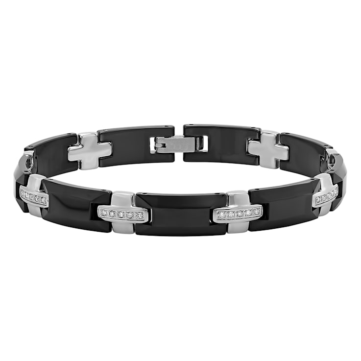 3/8CTW Diamond Two-Tone Stainless Steel and Tungsten Link Bracelet