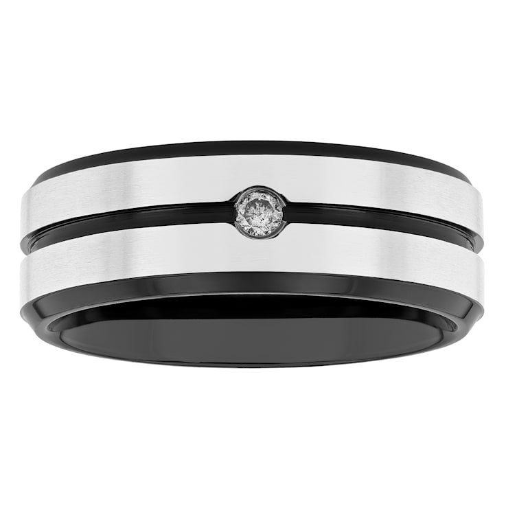 0.05CT Diamond Stainless Steel and Black IP Band
