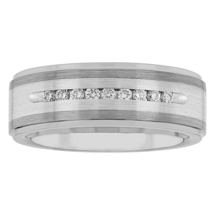 0.25CTW Lab-Grown Diamond Tungsten and Stainless Steel 8MM Band