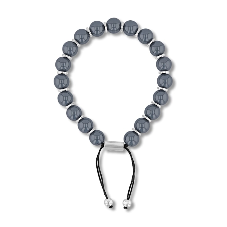 Hematite Bead & Stainless Steel Bolo Bracelet