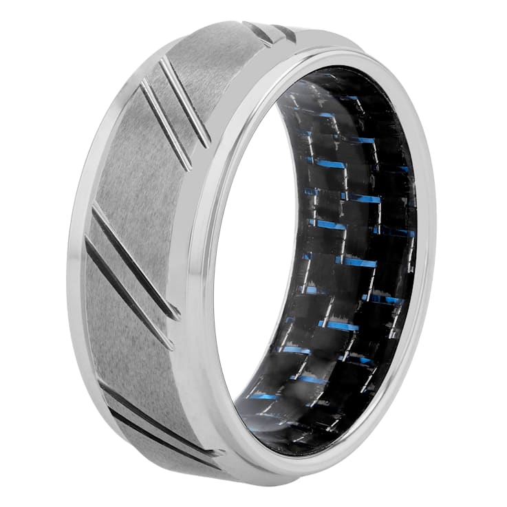 Tungsten Comfort™ Tungsten Black & Blue Carbon Fiber Band