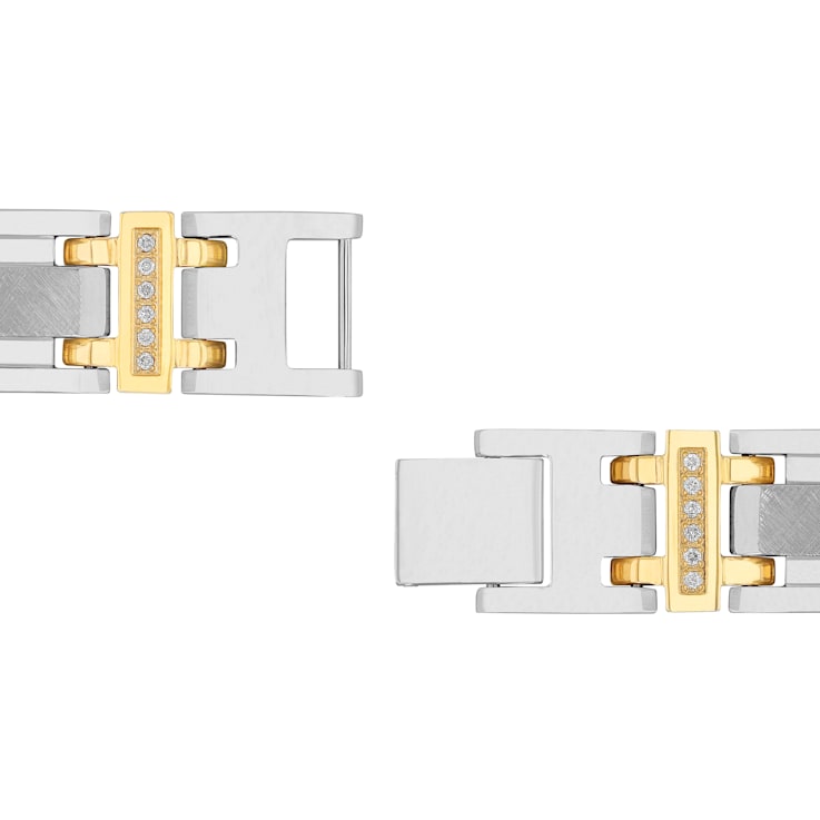 1/4CTW Diamond Two tone Stainless Steel Link Bracelet