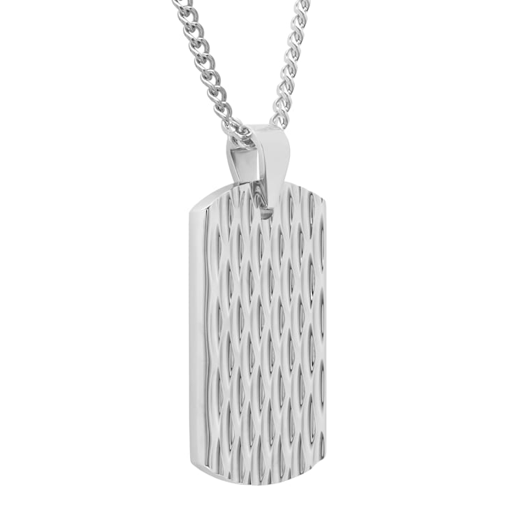 Stainless Steel Textured Dog Tag Pendant