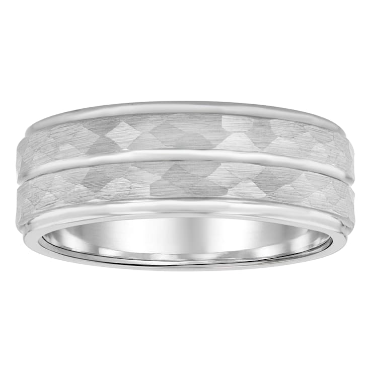 Tungsten Comfort™ Tungsten Hammered Double Row Band
