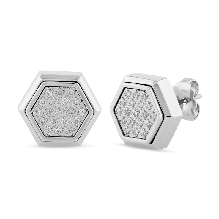 1/5CTW DIAMOND & STAINLESS STEEL EARRINGS