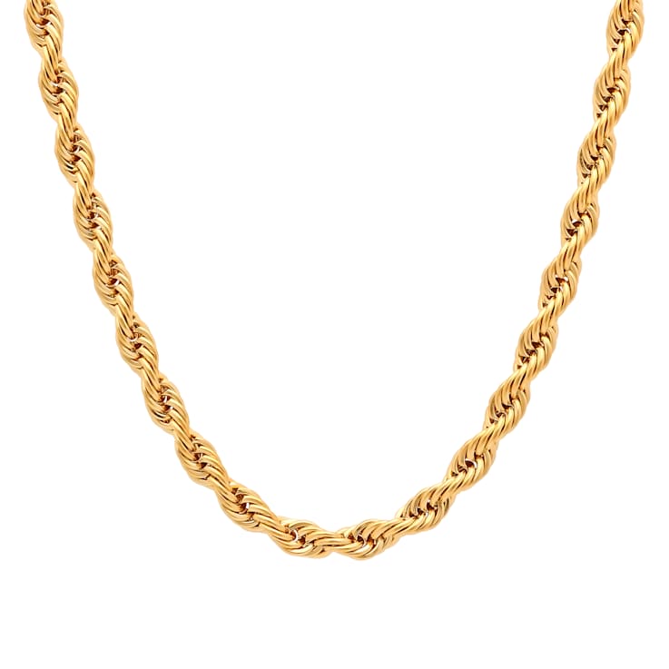 Stainless Steel 5MM Yellow Ion Plated Rope Chain Necklace