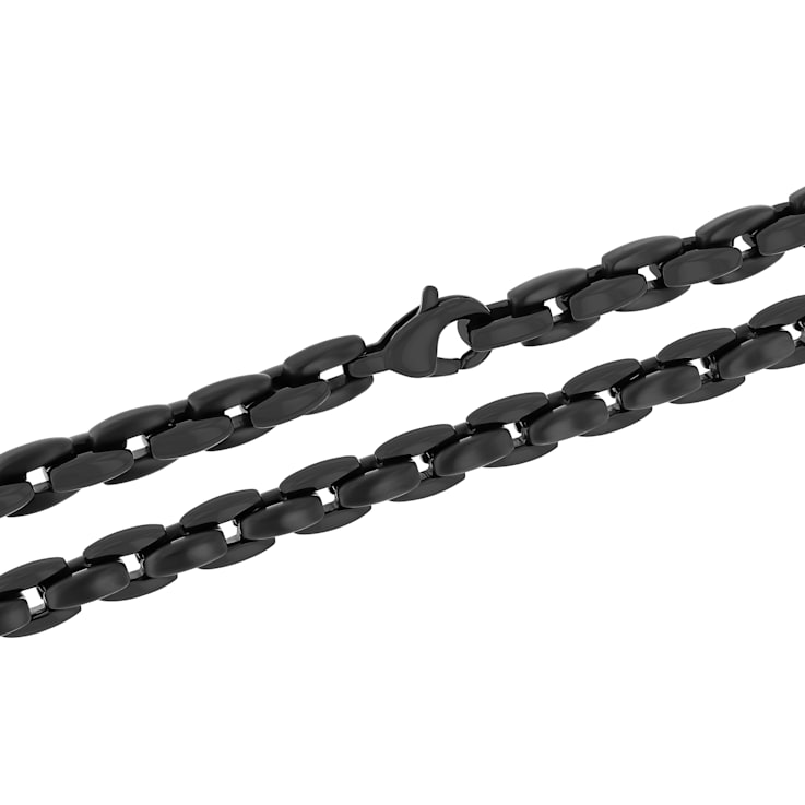 Stainless Steel Black Ion Plated Chain Necklace and Bracelet Set