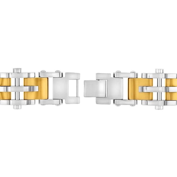Stainless Steel With Yellow Ion Plated Rivet Bracelet