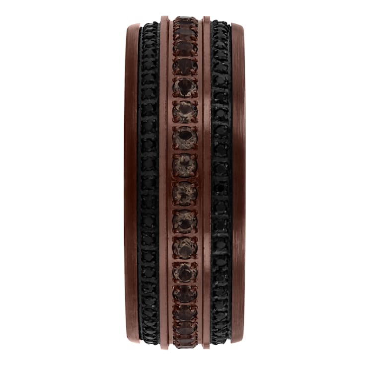Tungsten Comfort™ Black Sapphire and Smoky Quartz Tungsten 9MM Brown Ion
Plated Band