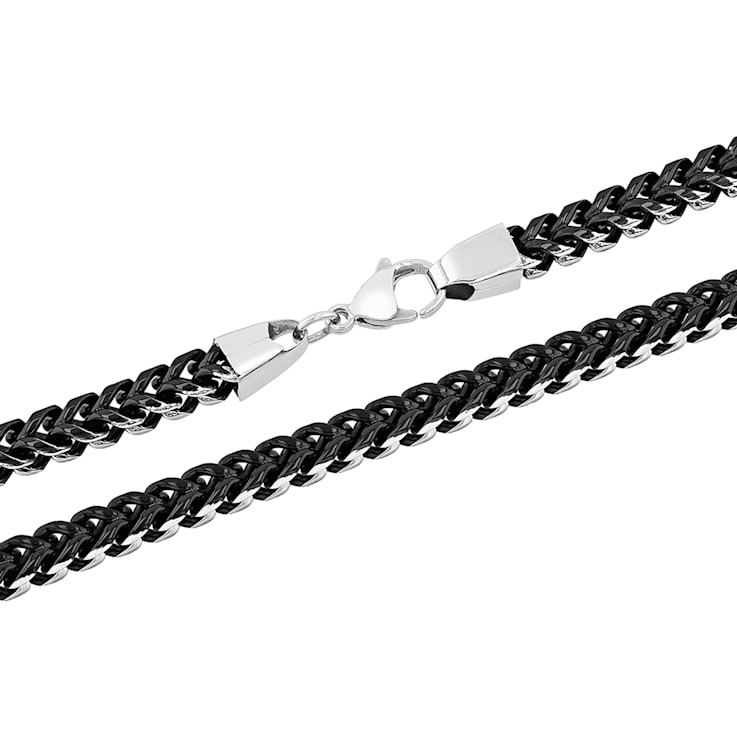 Stainless Steel Black Ion Plated 5MM Franco Curb Link Chain Necklace