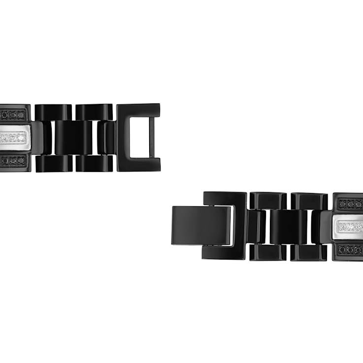 9/10CTW Black and White Diamond Two Tone Stainless Steel Link Bracelet