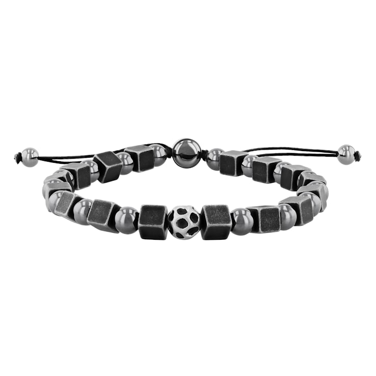 Stainless Steel Hematite Two-Tone Bead Bracelet