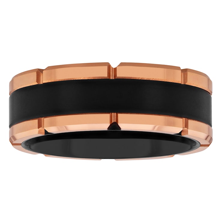 Tungsten Comfort™ Tungsten Two-Tone Ion Plated with Brick Design Band