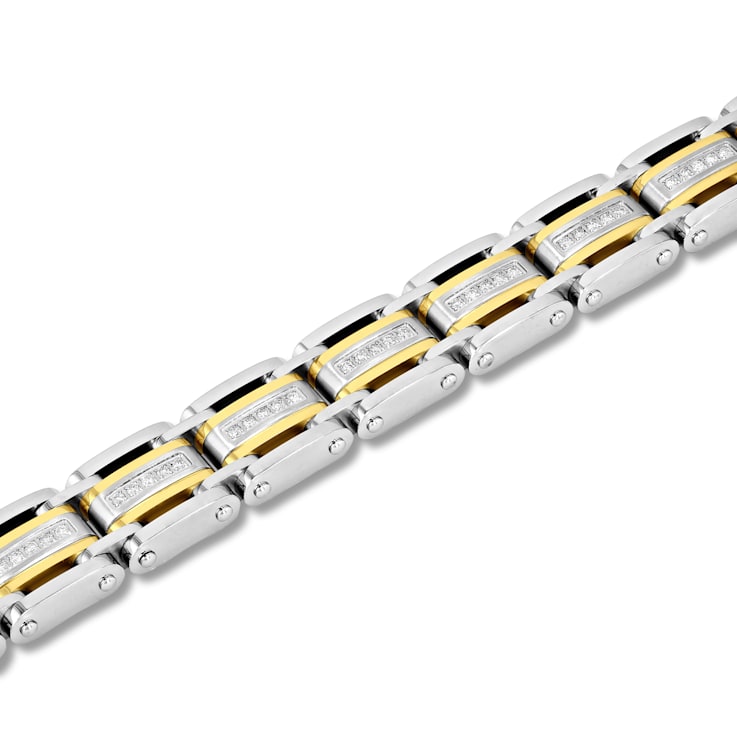 1CTW Diamond Yellow Stainless Steel Link Bracelet