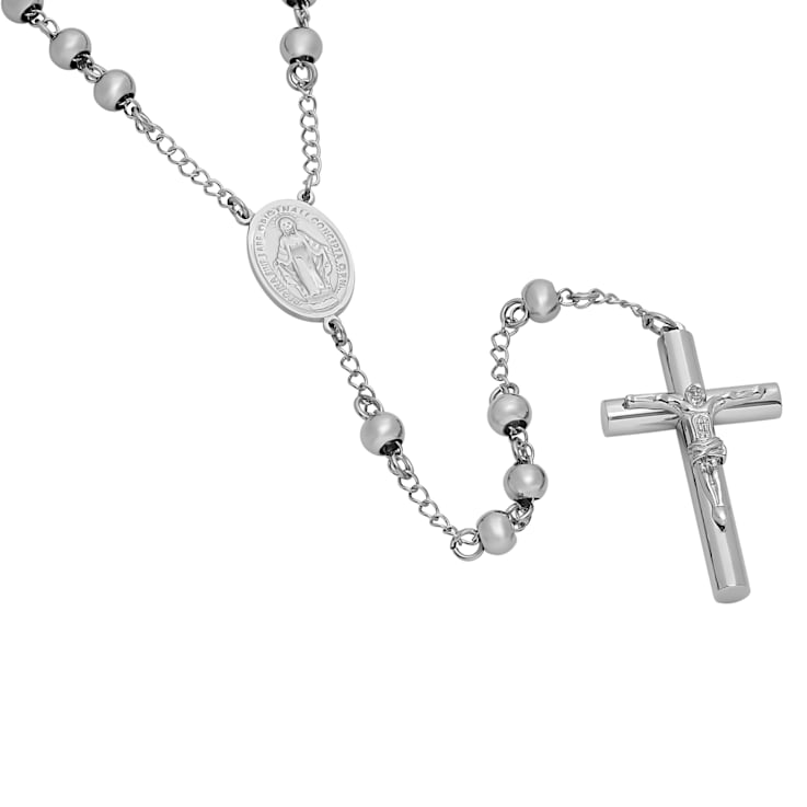 Zancan silver and black stone rosary necklace.