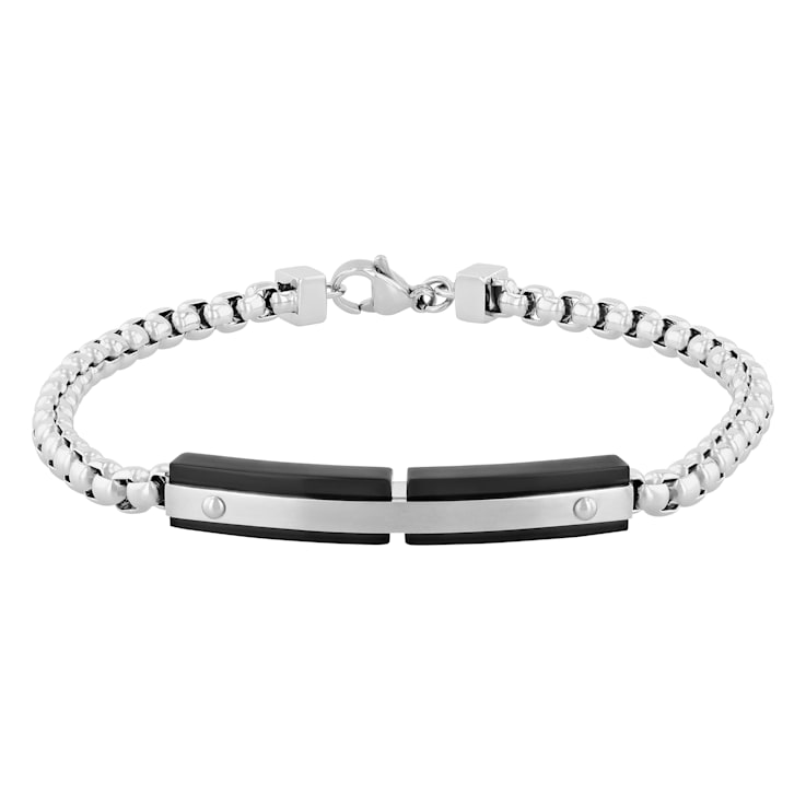 Stainless Steel Black Ion Plated Thin ID Bracelet