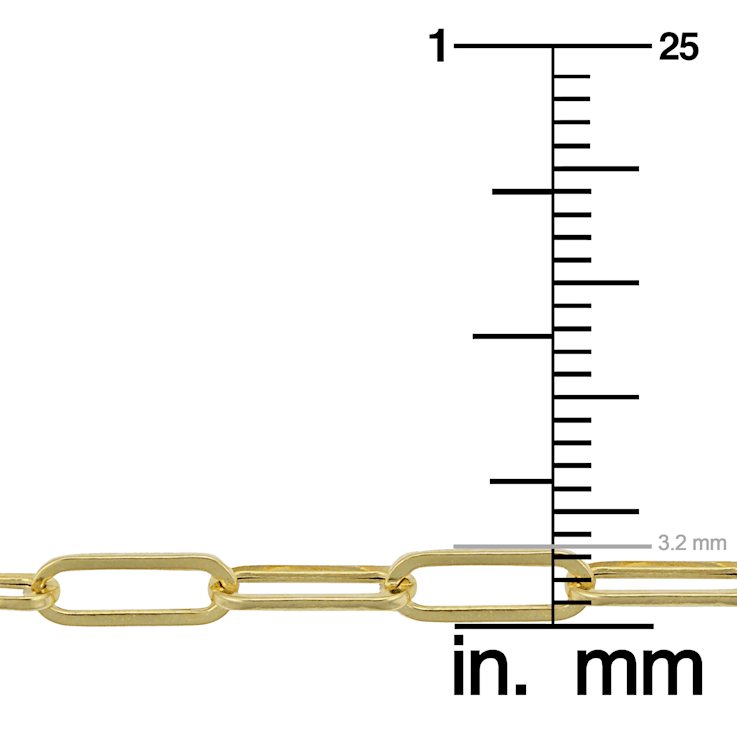14k Yellow Gold 3 mm Paperclip Chain Bracelet (7 inches)