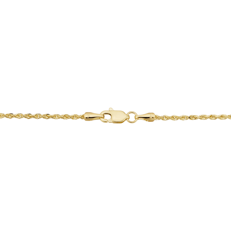 Solid 14K Yellow Gold 1.5 millimeter Rope Chain Necklace