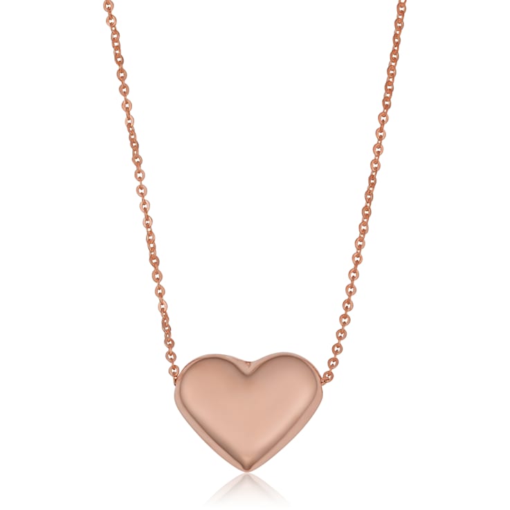 14k Rose Gold Heart Necklace (18 inches) | Minimalist Jewelry