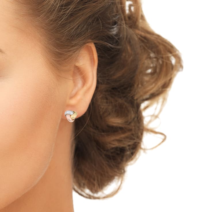 14k Tricolor Gold Love Knot Earrings | Minimalist Jewelry