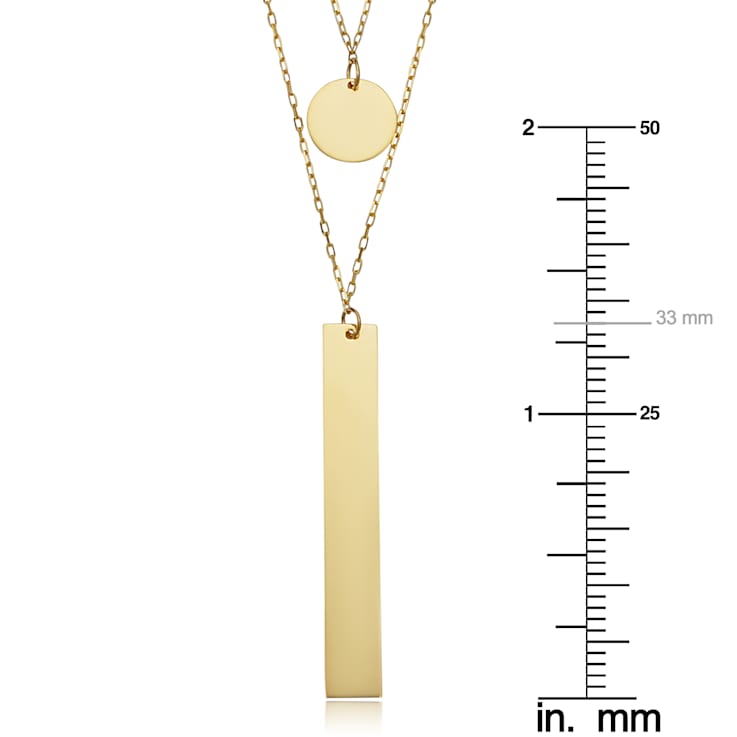 14k Yellow Gold Disc and Bar Layered Necklace (adjustable to 16 or 17 inches)